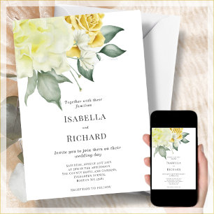 Yellow Floral Wedding Invitation