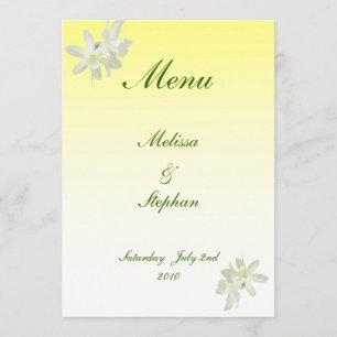Yellow Floral Wedding Menu