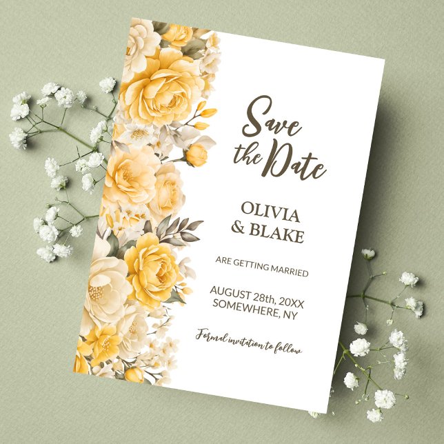 Yellow Floral Wedding Save The Date (Creator Uploaded)