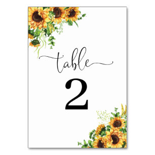 Yellow Floral Wedding Table Numbers