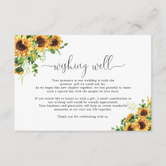 Yellow Floral Wedding Wishing Well Enclosure Card