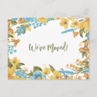 Yellow Floral We've Moved New Home Announcement