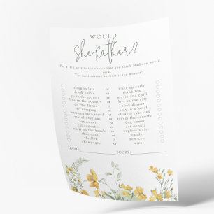 Yellow Floral   Would She Rather Baby Shower Game