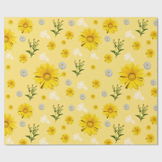 Yellow Floral Wrapping Paper (Flat)