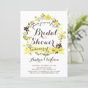 Yellow Floral Wreath Bridal Shower Invitation