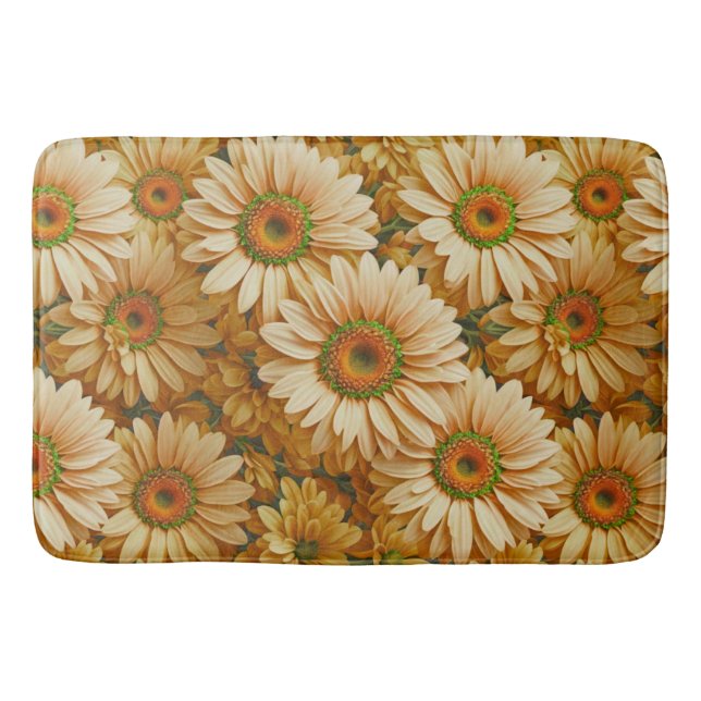 Yellow floral yellow sunflower yellow daisies  bath mat (Front)