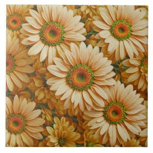 Yellow floral yellow sunflower yellow daisies  ceramic tile