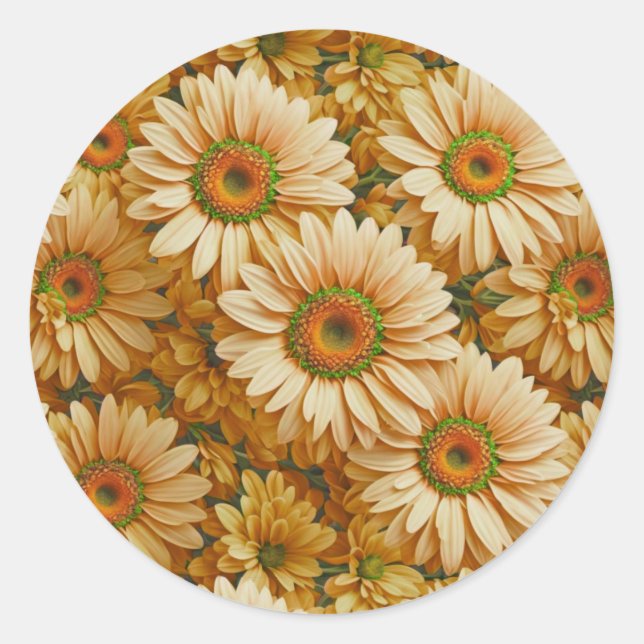 Yellow floral yellow sunflower yellow daisies  classic round sticker (Front)
