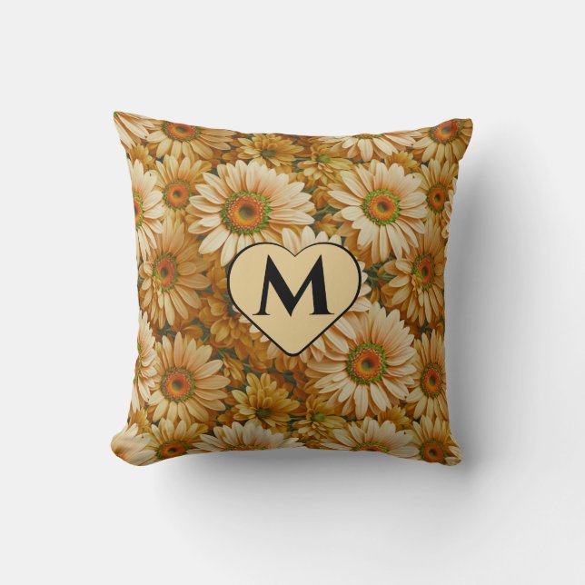 Yellow floral yellow sunflower yellow daisies  cushion (Front)