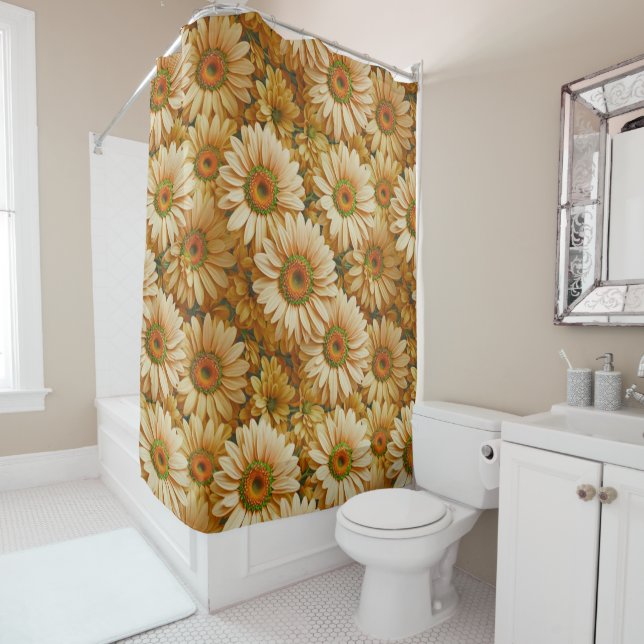 Yellow floral yellow sunflower yellow daisies  shower curtain (In Situ)