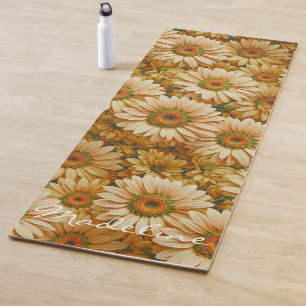 Yellow floral yellow sunflower yellow daisies  yoga mat
