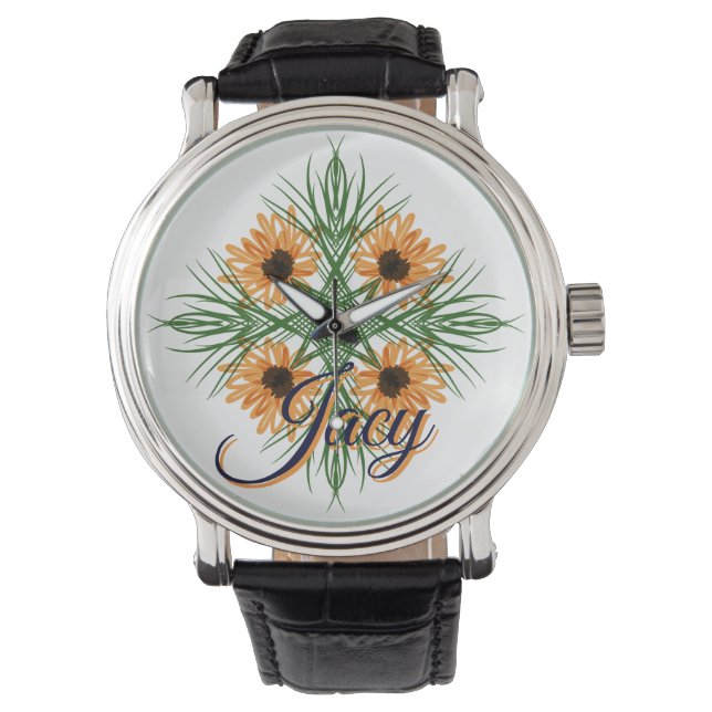 Yellow Florals Name Mothers Day Watch (Front)