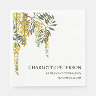 Yellow Florals Retirement Party Napkin