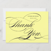 Yellow Flourish Wedding Thank You Card
