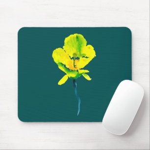 Yellow flower abstract watercolor mouse pad