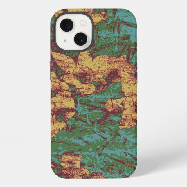 Yellow flower against leaf camouflage pattern 2 iPhone case (Back)