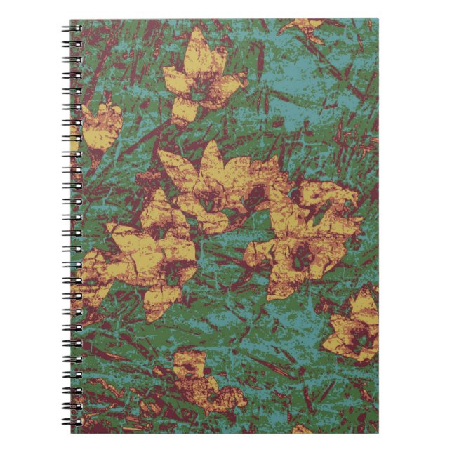 Yellow flower against leaf camouflage pattern 2 notebook (Front)