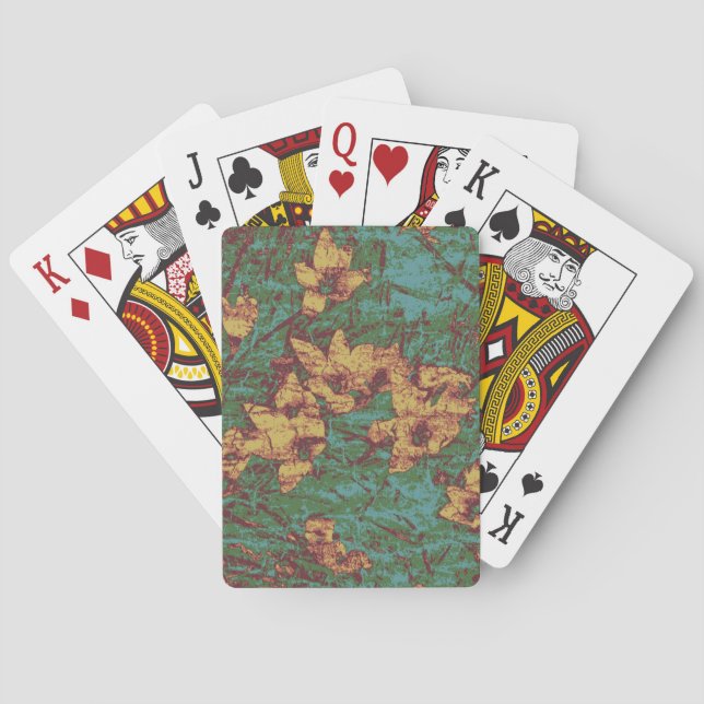 Yellow flower against leaf camouflage pattern 2 playing cards (Back)