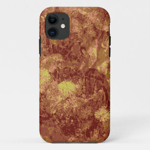 Yellow flower against leaf camouflage pattern iPhone 11 case
