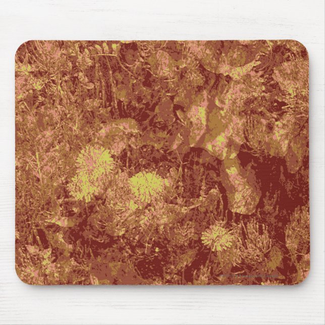 Yellow flower against leaf camouflage pattern mouse pad (Front)