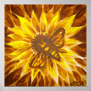 Yellow flower and bee poster