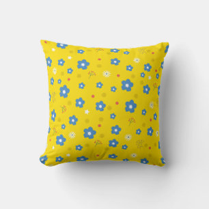 Yellow Flower Art Pattern Aesthetic Flower PNG Tra Cushion
