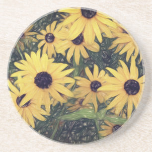 yellow flower art sandstone coaster home decor