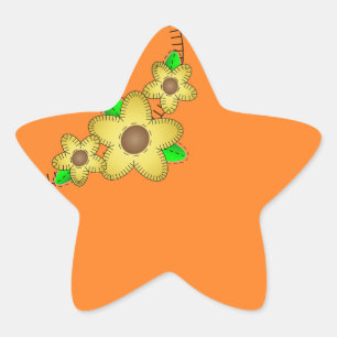 Yellow Flower Background Star Sticker