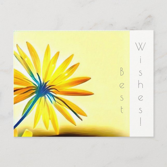 Yellow flower Best Wishes Postcard (Front)