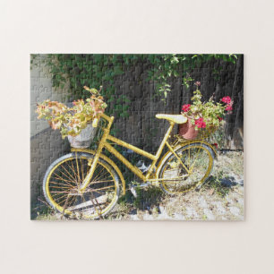 Yellow Flower Bike On The Street Jigsaw Puzzle