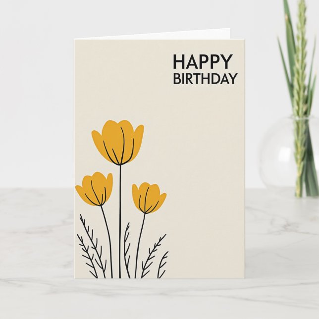 Yellow Flower Birthday Card (Front)