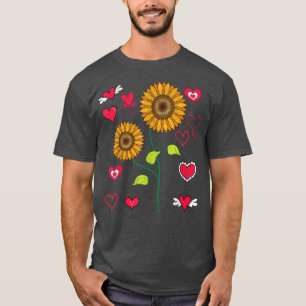 Yellow Flower Blossom Sunshine Heart Vintage Sunfl T-Shirt