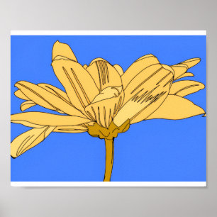 Yellow flower, blue and yellow poster