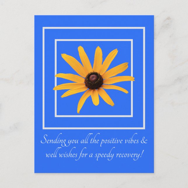 Yellow Flower Blue Bright Inspirational Get Well  Postcard (Front)