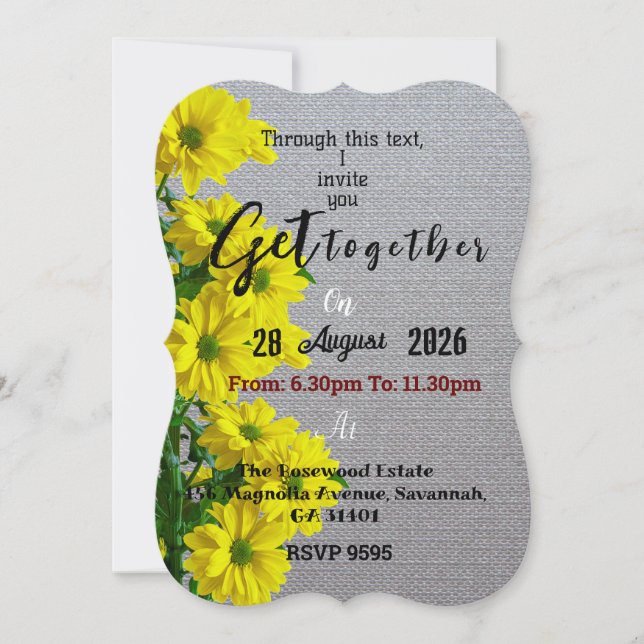 Yellow Flower bunch Invitation (Front)