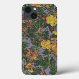 Yellow flower camouflage pattern iPhone 13 case
