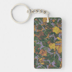 Yellow flower camouflage pattern key ring