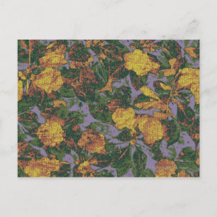 Yellow flower camouflage pattern postcard