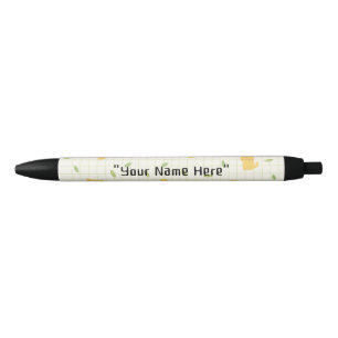 Yellow flower cat black ink pen
