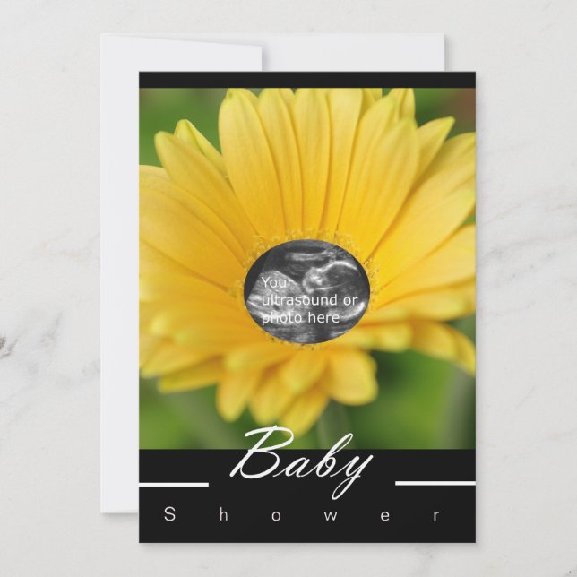Yellow "Flower Child" Baby Shower Invitation (Front)