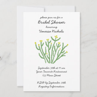 Yellow Flower Cholla Cactus Bridal Shower Invitation