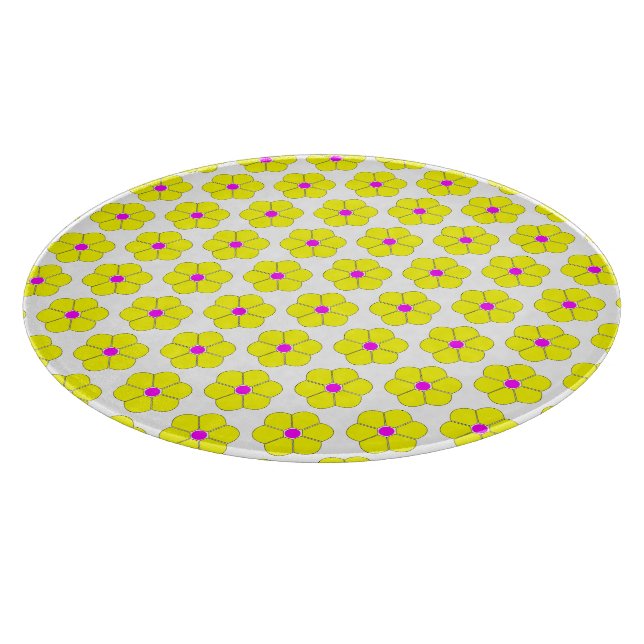 Yellow Flower Design Cutting Board (Corner)