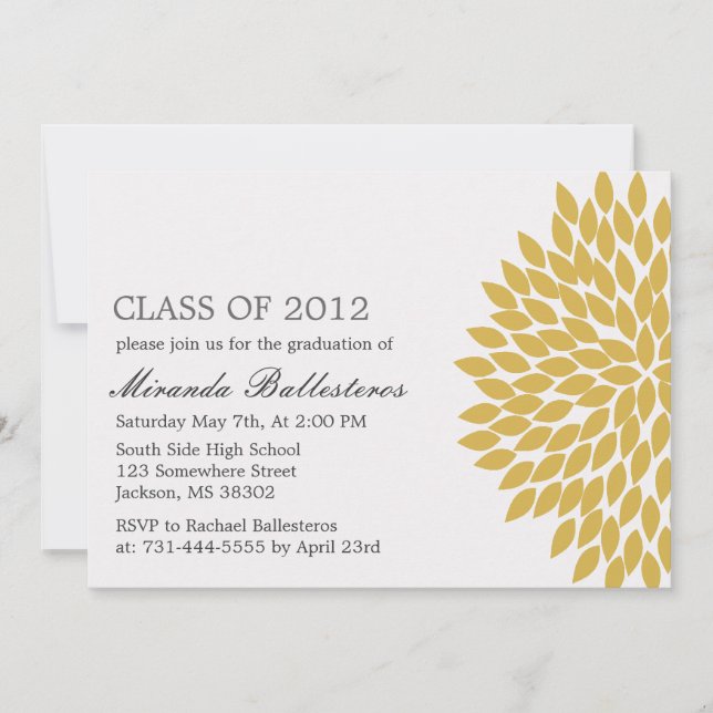 Yellow Flower Design Graduation Announcements (Front)