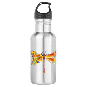 Yellow Flower Dragonfly 532 Ml Water Bottle