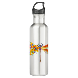 Yellow Flower Dragonfly 710 Ml Water Bottle