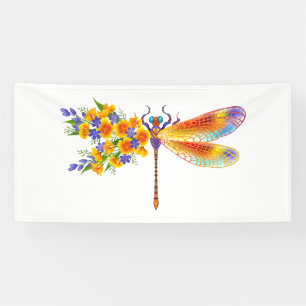 Yellow Flower Dragonfly Banner