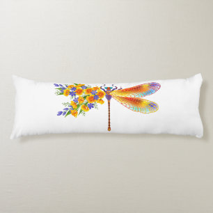 Yellow Flower Dragonfly Body Cushion