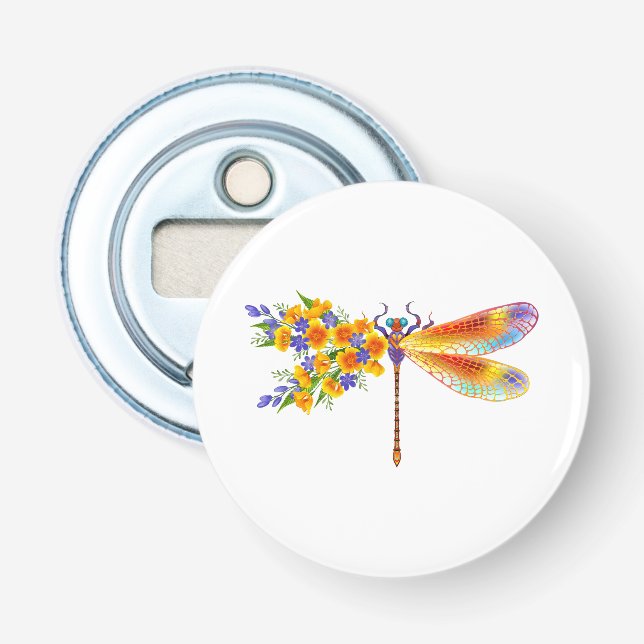Yellow Flower Dragonfly Bottle Opener (Front)