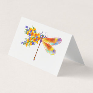 Yellow Flower Dragonfly Business Card
