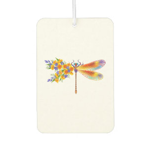 Yellow Flower Dragonfly Car Air Freshener